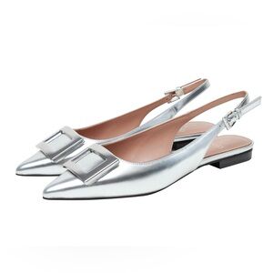 Linea Paola Silver Slingbacks sz 8.5